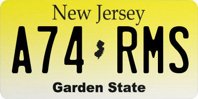 NJ license plate A74RMS