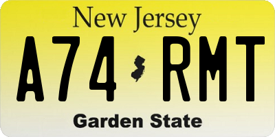 NJ license plate A74RMT