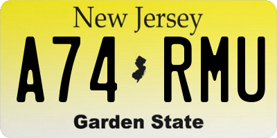 NJ license plate A74RMU