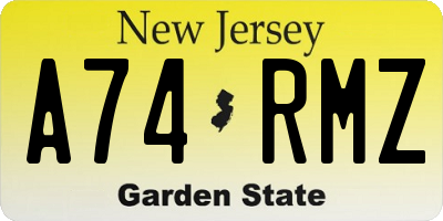 NJ license plate A74RMZ