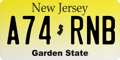 NJ license plate A74RNB