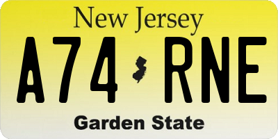 NJ license plate A74RNE