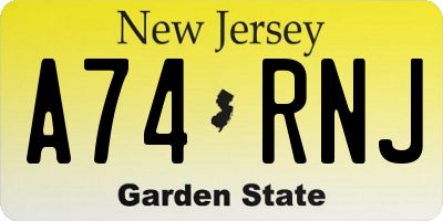 NJ license plate A74RNJ