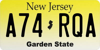 NJ license plate A74RQA