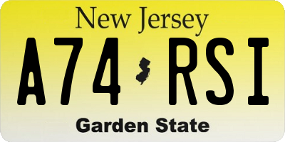 NJ license plate A74RSI