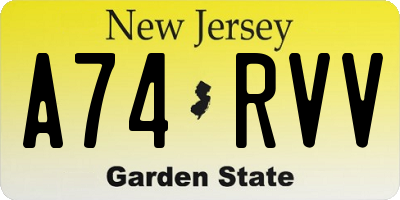 NJ license plate A74RVV