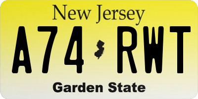 NJ license plate A74RWT