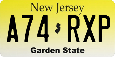 NJ license plate A74RXP