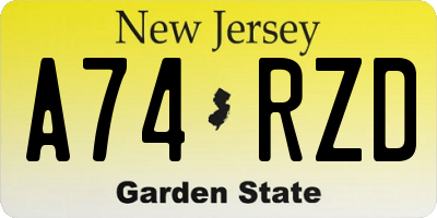NJ license plate A74RZD