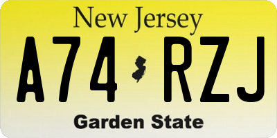 NJ license plate A74RZJ