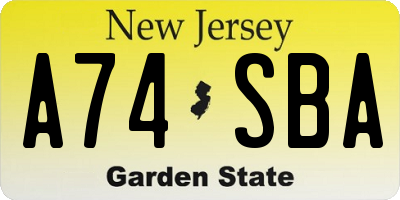 NJ license plate A74SBA