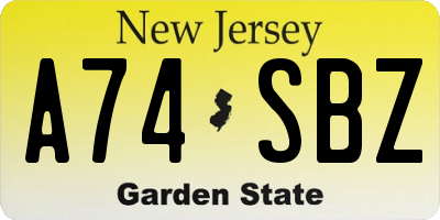NJ license plate A74SBZ