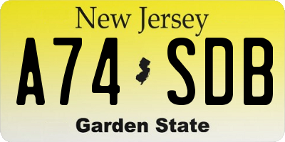 NJ license plate A74SDB