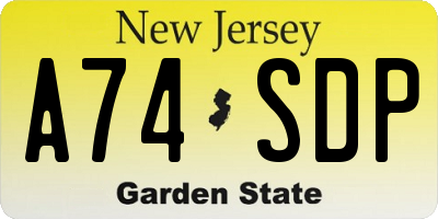 NJ license plate A74SDP