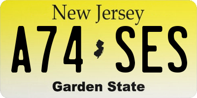 NJ license plate A74SES
