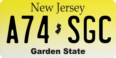 NJ license plate A74SGC