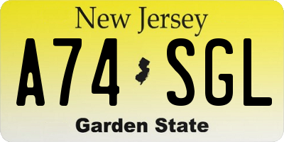 NJ license plate A74SGL