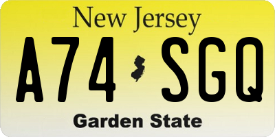 NJ license plate A74SGQ