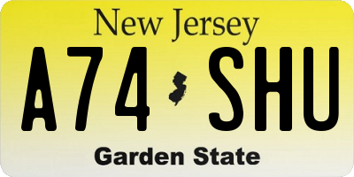NJ license plate A74SHU