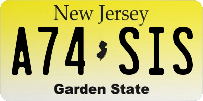 NJ license plate A74SIS