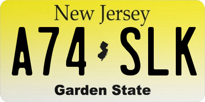 NJ license plate A74SLK