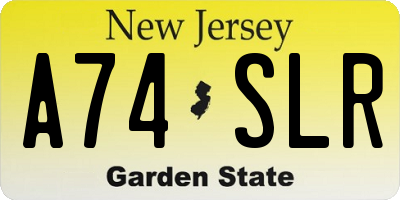 NJ license plate A74SLR