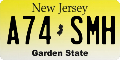 NJ license plate A74SMH