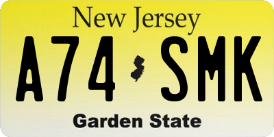 NJ license plate A74SMK