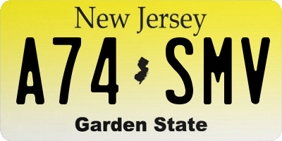 NJ license plate A74SMV