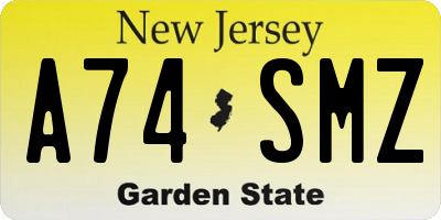 NJ license plate A74SMZ