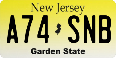 NJ license plate A74SNB