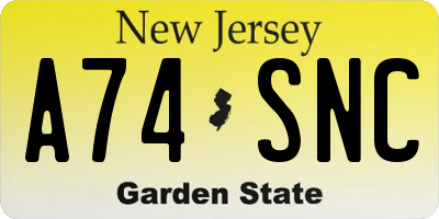 NJ license plate A74SNC