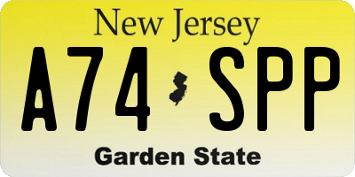 NJ license plate A74SPP