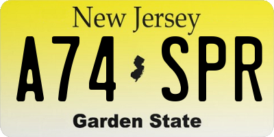 NJ license plate A74SPR