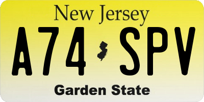NJ license plate A74SPV