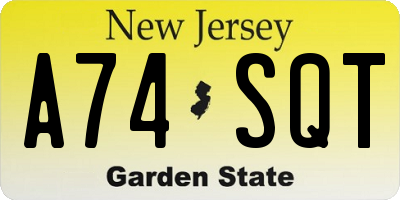NJ license plate A74SQT
