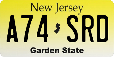 NJ license plate A74SRD