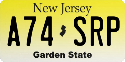 NJ license plate A74SRP