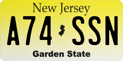 NJ license plate A74SSN