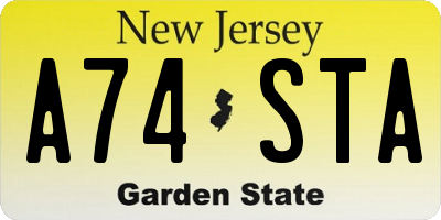 NJ license plate A74STA