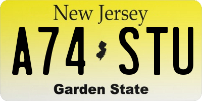 NJ license plate A74STU