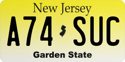 NJ license plate A74SUC