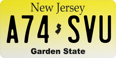NJ license plate A74SVU