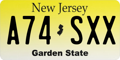 NJ license plate A74SXX