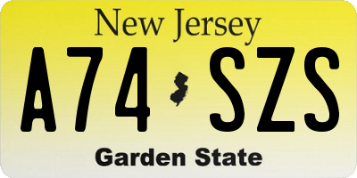 NJ license plate A74SZS