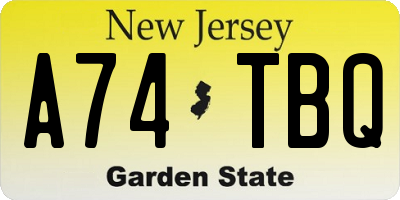 NJ license plate A74TBQ