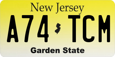 NJ license plate A74TCM