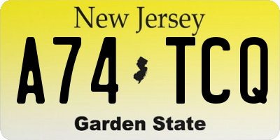 NJ license plate A74TCQ