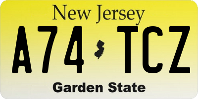 NJ license plate A74TCZ