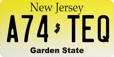 NJ license plate A74TEQ